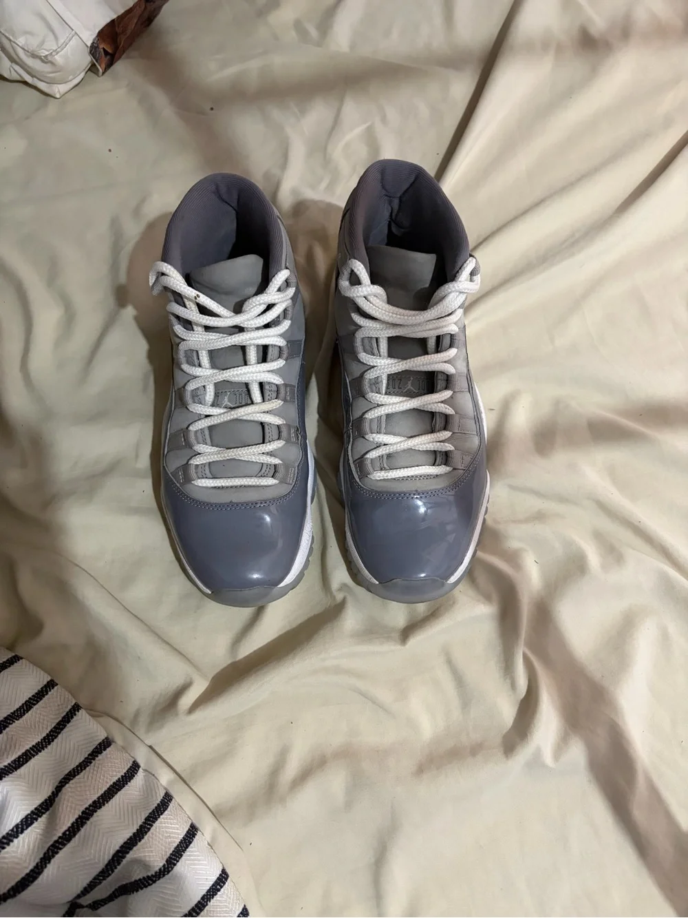 Jordan High-Top Sneakers — Gray & White
